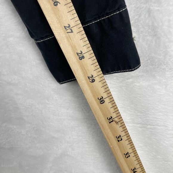 VTG Y2K Gap Cropped Denim Trucker Jacket Womens S Stretch Black White Stitch - Picture 11 of 11